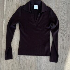 Allude Women's V-Neck Sweater in Rich Brown